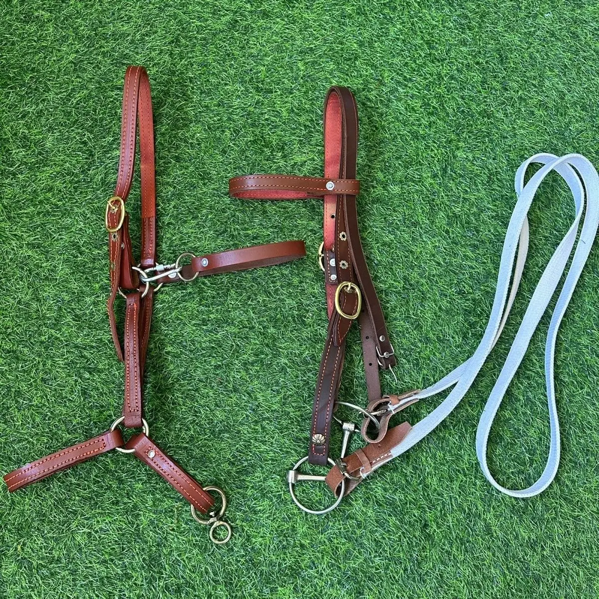 pure-leather-bit-and-bridle-set-cattle-skin-equipment-full-set-headgear-tack-supplies
