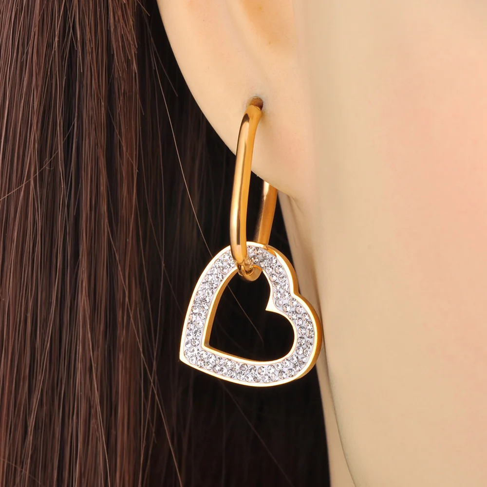 Lokaer Mode 316L Edelstahl Stern Herz Creolen Für Frauen 18K Gold PVD Überzogene Wasserdicht Täglichen Ohr Schmuck E24068 – Detail 9