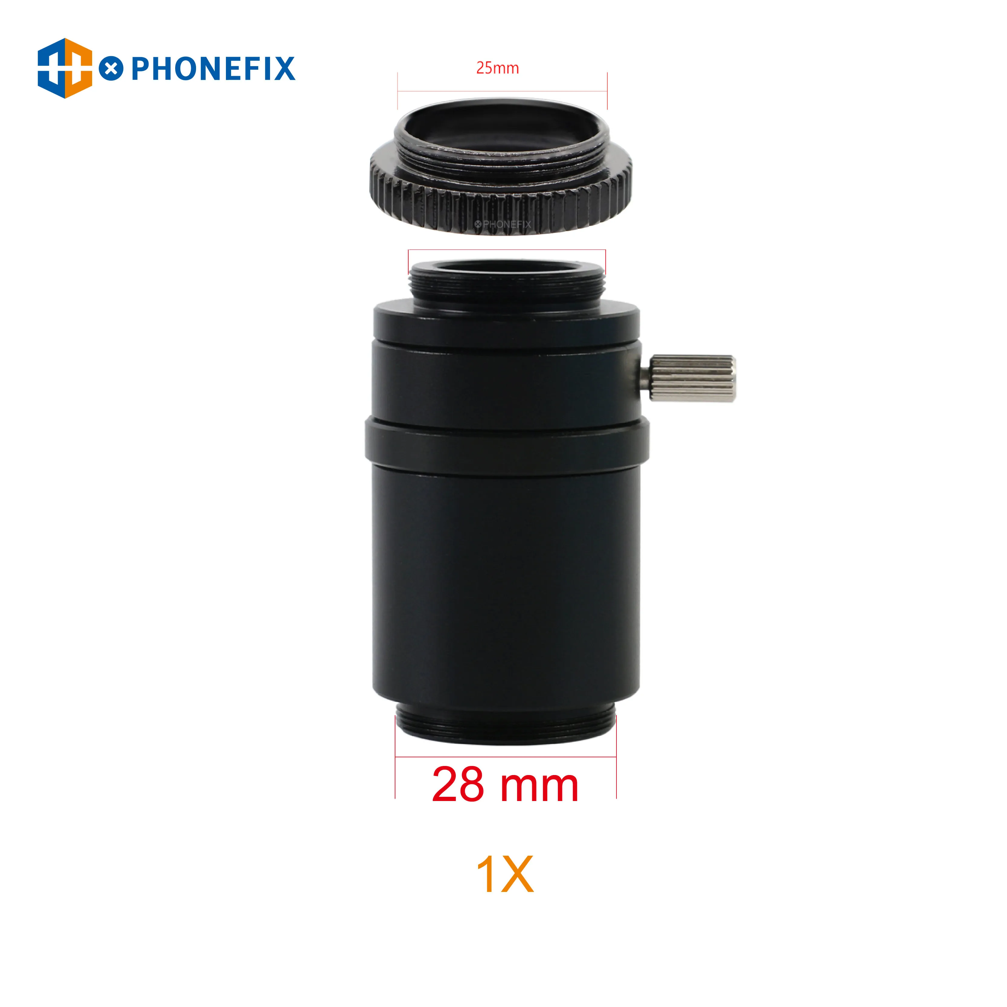 SZMCTV 1/2 1/3 1/1 adattatore per fotocamera per microscopio anello da 25mm a C-mount adattatore per microscopio Stereo trinoculare focale Simul