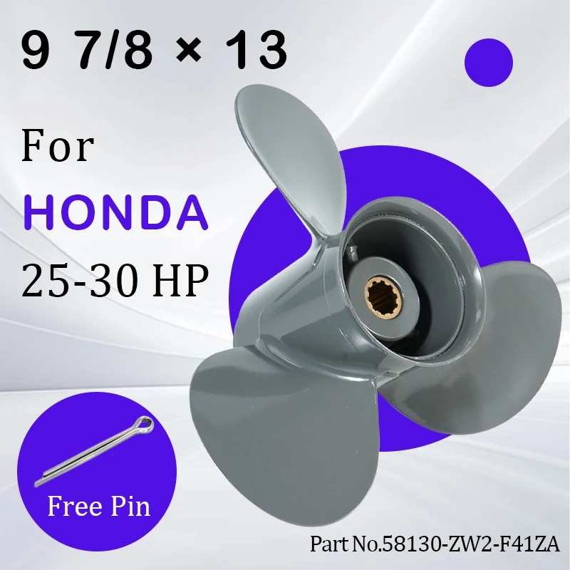 Outboard Propeller For Honda 25hp 30hp 9 7/8*13 Boat Motor Aluminum Alloy Screw 3 Blade 10 Spline Ship Marine Engine Part