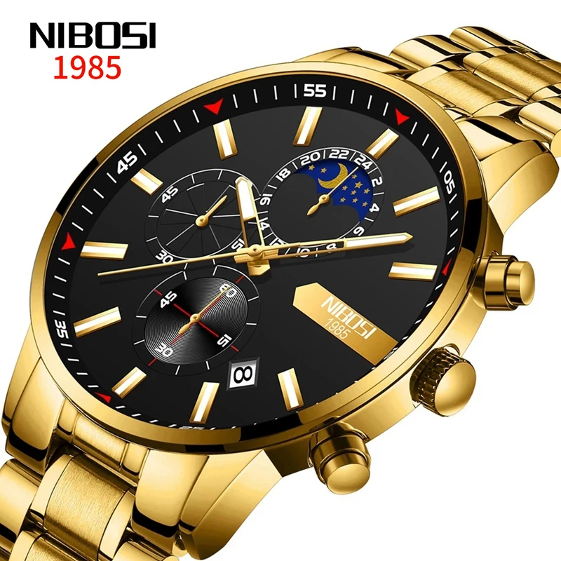 

NIBOSI Mens Watches Top Brand Luxury Quartz Watch for Men Sport Waterproof Date Chronograph Wristwatches Male Relogio Masculino