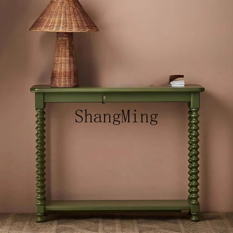 

FG light luxury entrance table Solid wood against the wall Entry foyer Decoration table Entrance table Extremely narrow desk