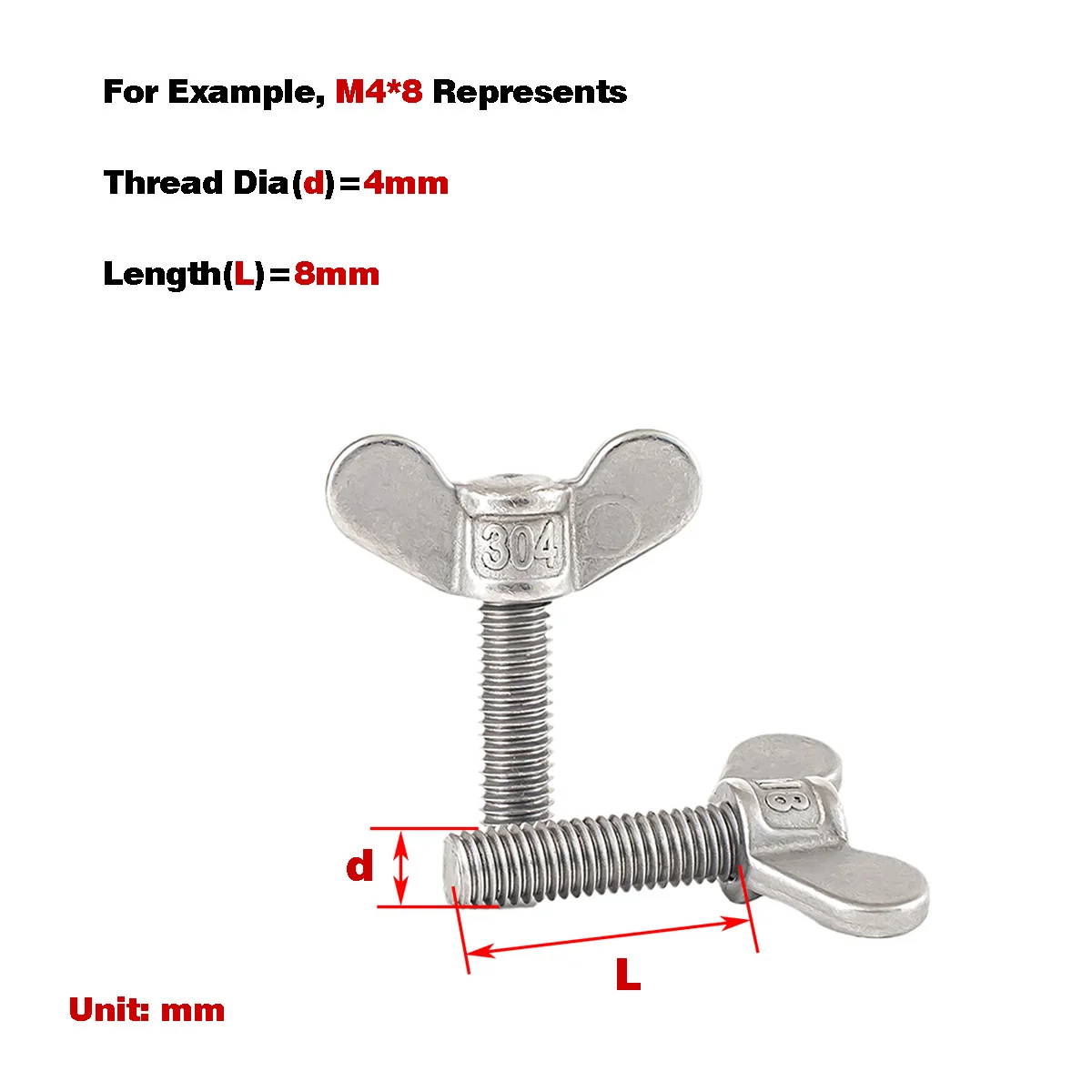 

304 Stainless Steel Butterfly Screw /Sheep Horn Bolt M4-M16