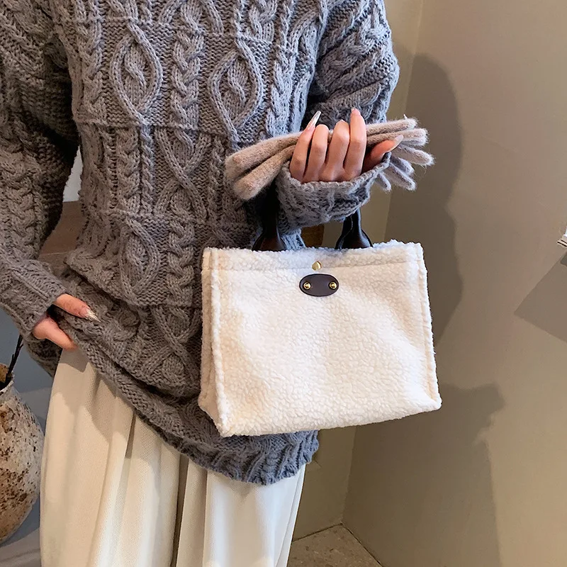 Nuevo bolso de mano Popular Vintage de felpa para mujer, bolso cruzado grande con correa ajustable a la moda para mujer