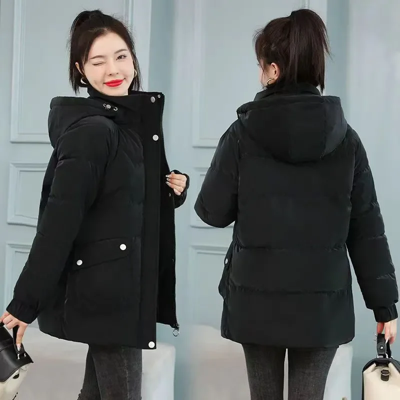 Winter New Bright Face Wash-Free Cotton Coat Women Outwear Korean Loose Thick Warm Parka Hooded Cotton-Padded Coat Bread Clothes