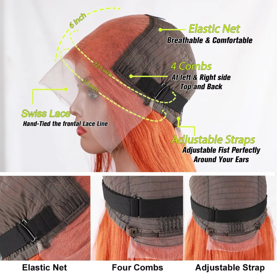 الزنجبيل باروكة من شعر طبيعي ملون مستقيم 13X6 Hd الدانتيل الباروكة الأمامية 100% الباروكات البرازيلي الأصلي 30 بوصة الدانتيل الجبهة الباروكات 250 الكثافة