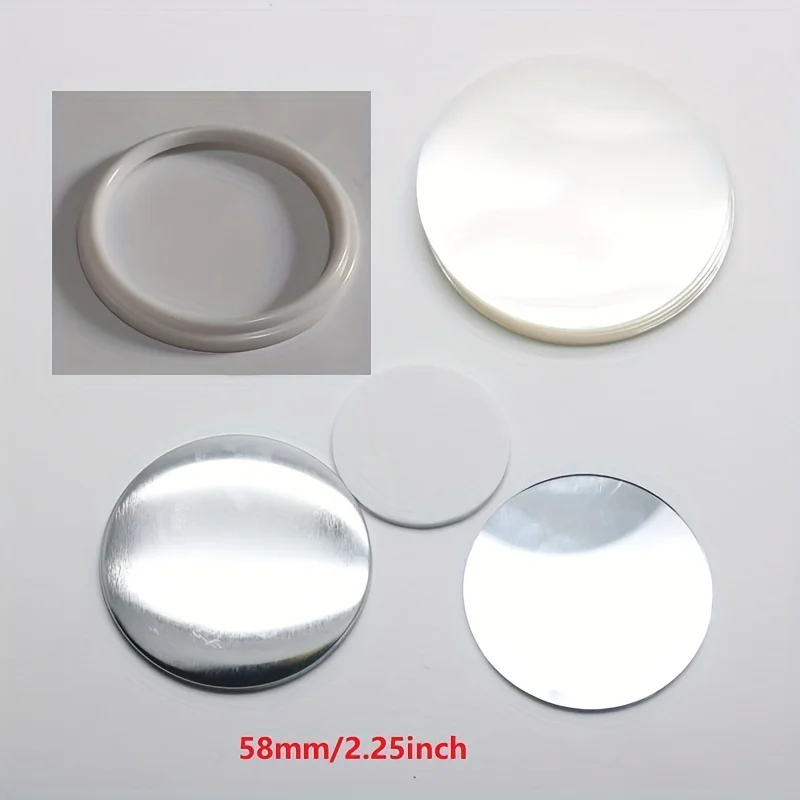 

100pcs 58mm/2.25inch 75mm/3inch mirror button badge blank material plastic ring mirror button badges raw material mirror badges