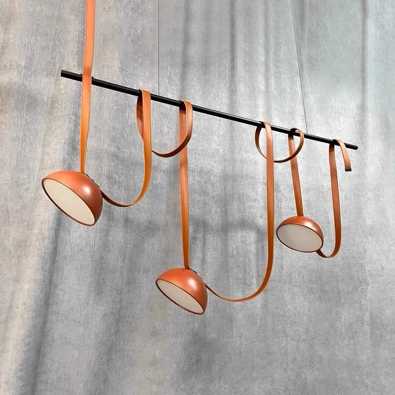 الإيطالية مصمم الجلود قلادة مصباح الشمال مكتب استوديو LED ثريا تركب بالسقف دوبلكس المنزل المعيشة غرفة الطعام مصابيح تعليق للزينة #5