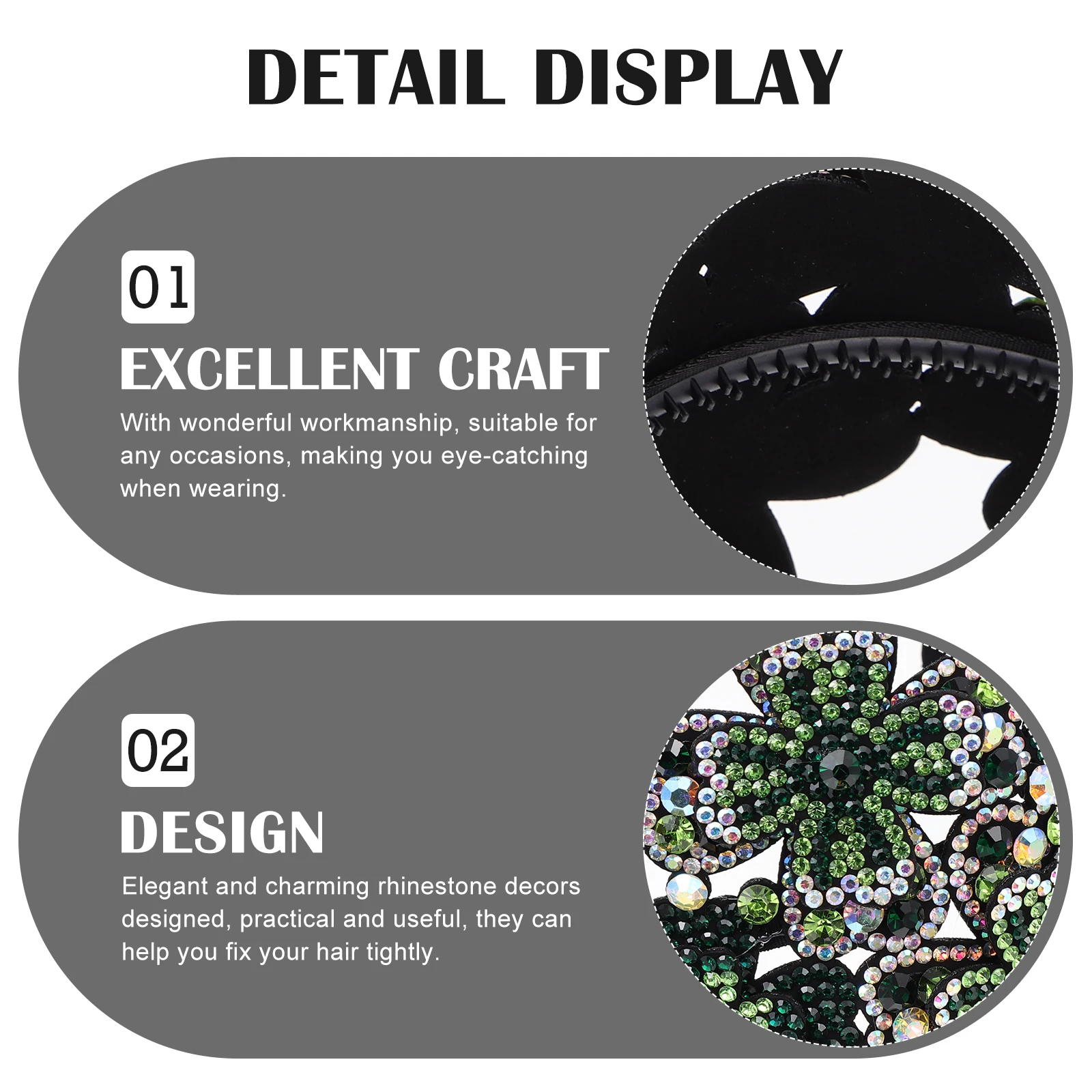 

Rhinestone Headband Wide Flower Design Elegant Photo Prop Hair Hoop Party Headdress Flower Headband