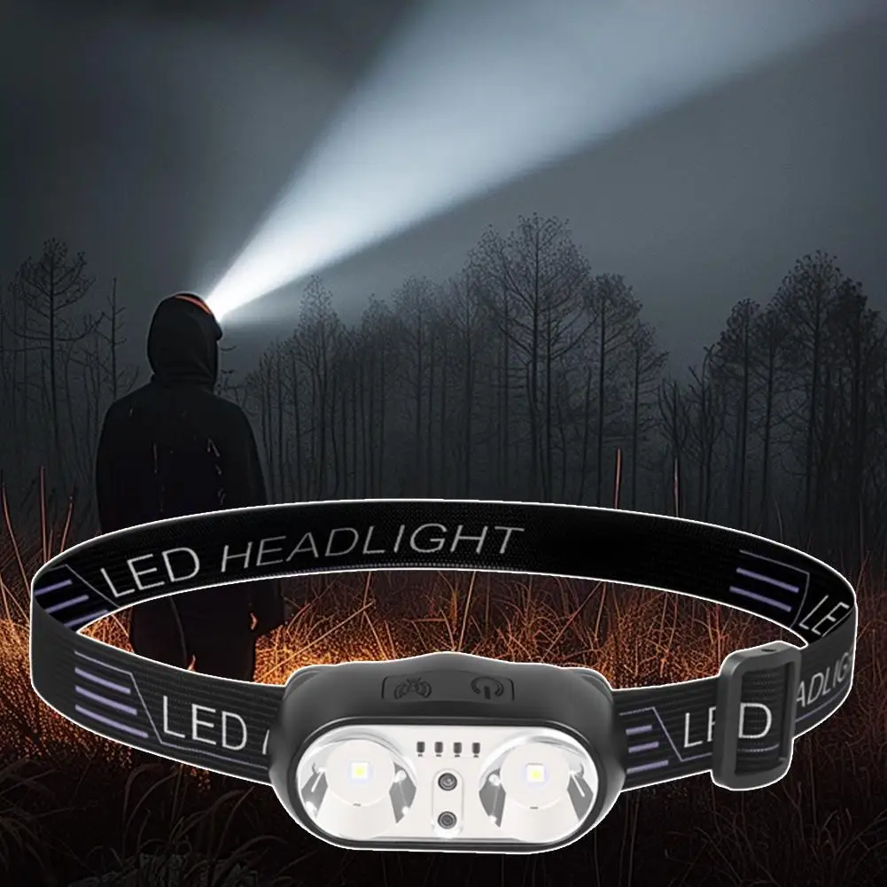 強力な光ヘッドランプミニ Led 夜釣り強力なヘッド LED ヘッドランプ防水ポータブル屋外ランプセンサーキャンプに F3Z3