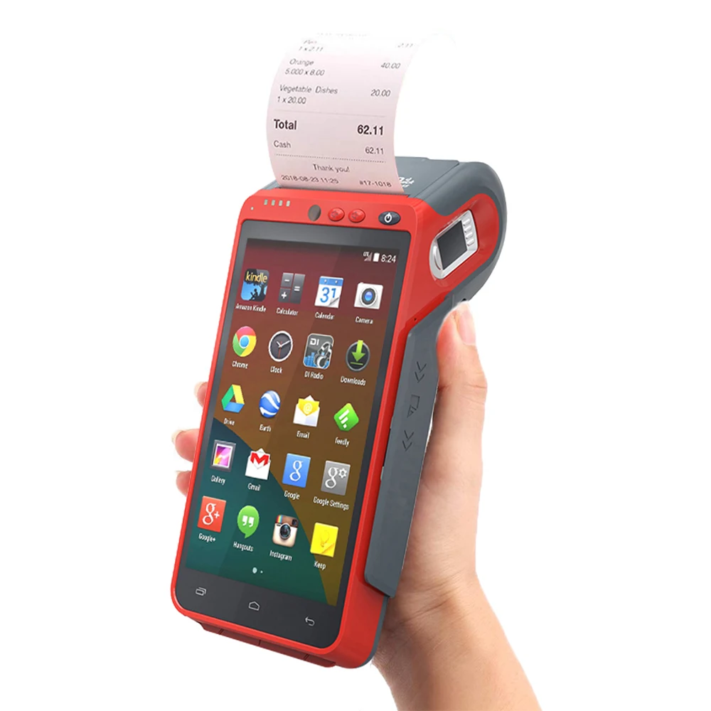 Smart Wifi 4G 5.5 Inch Fingerprint Reader Mobile Handheld Android POS Device Terminal With Printer HCC-Z100