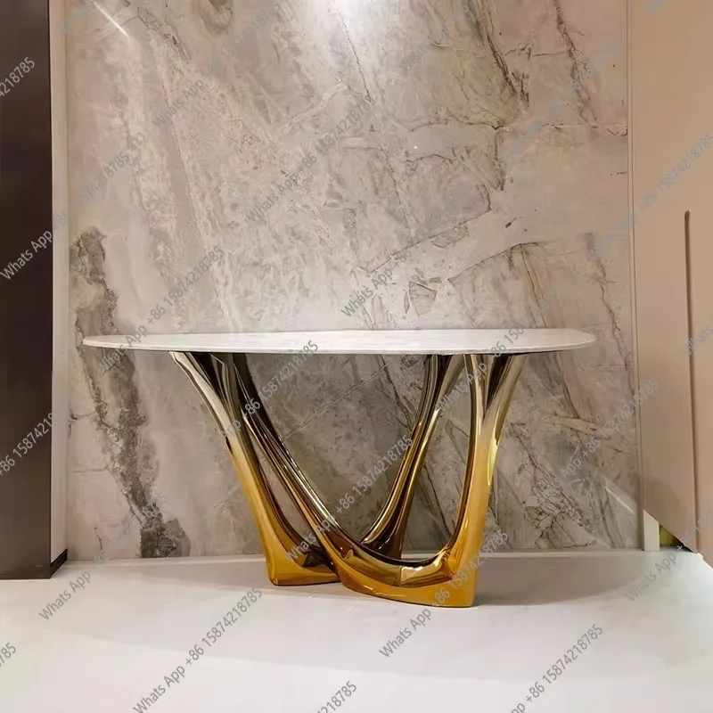 

Italian light luxury entrance villa hotel entrance entrance table end view table design corridor against the wall marbl
