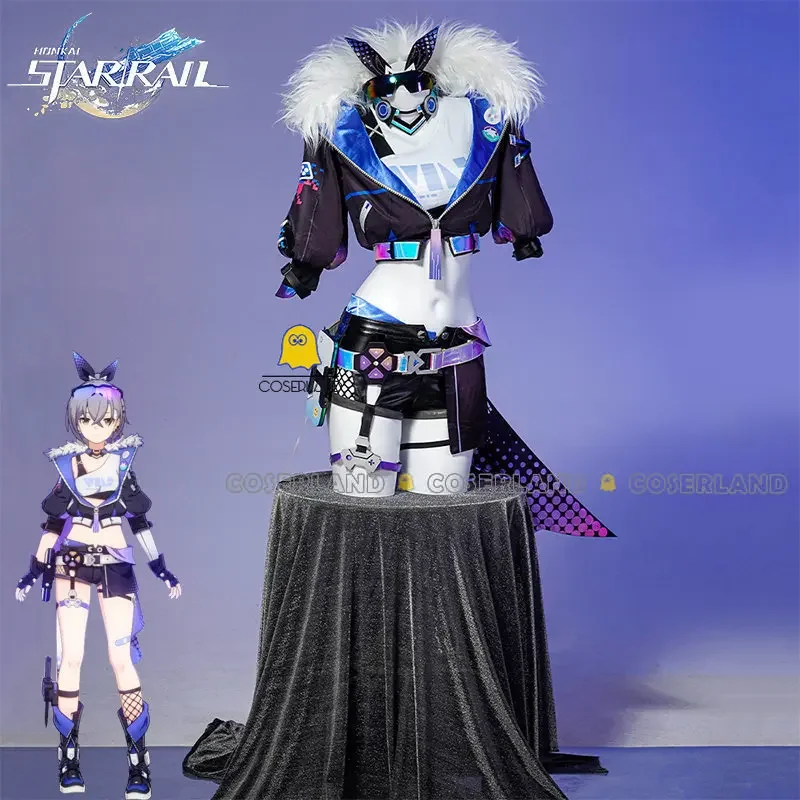 Honkai Star Rail Silver Wolf Cosplay Costume Wig Uniform Glasses Earrings Weapon Stellaron Hunters Hacker Party Women Role Play