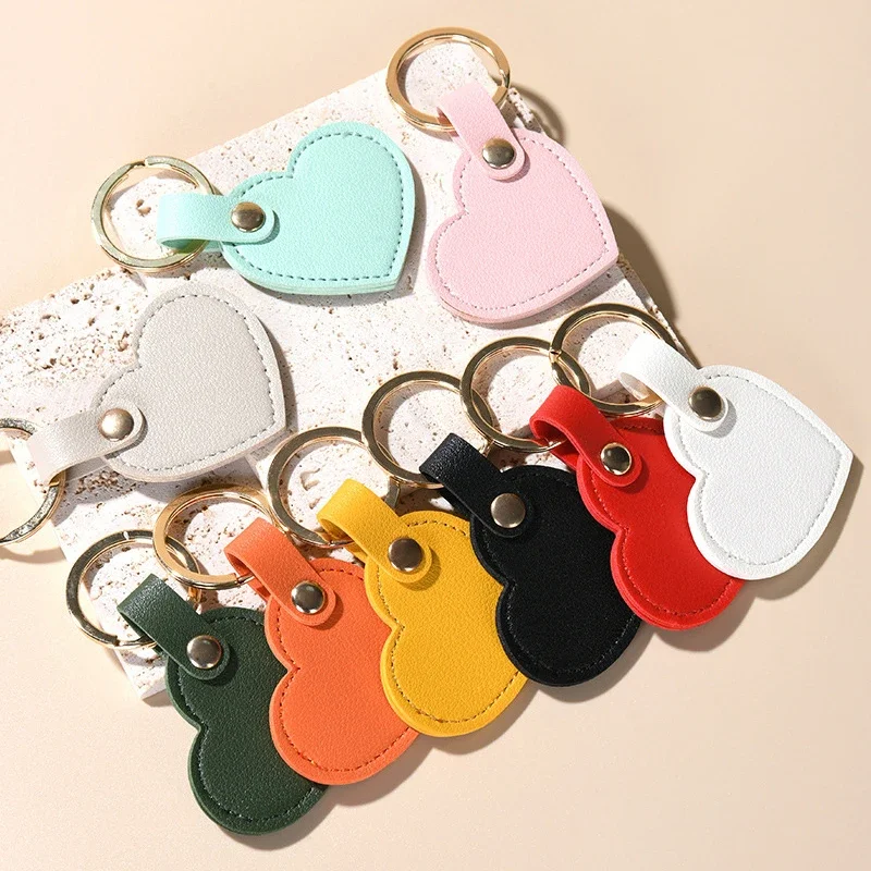 Leather Heart Key Chain Fashion Leather Heart Shape Keychain Women Car Key Holder Home Key Ring Charm Bag Car Pendant Gift