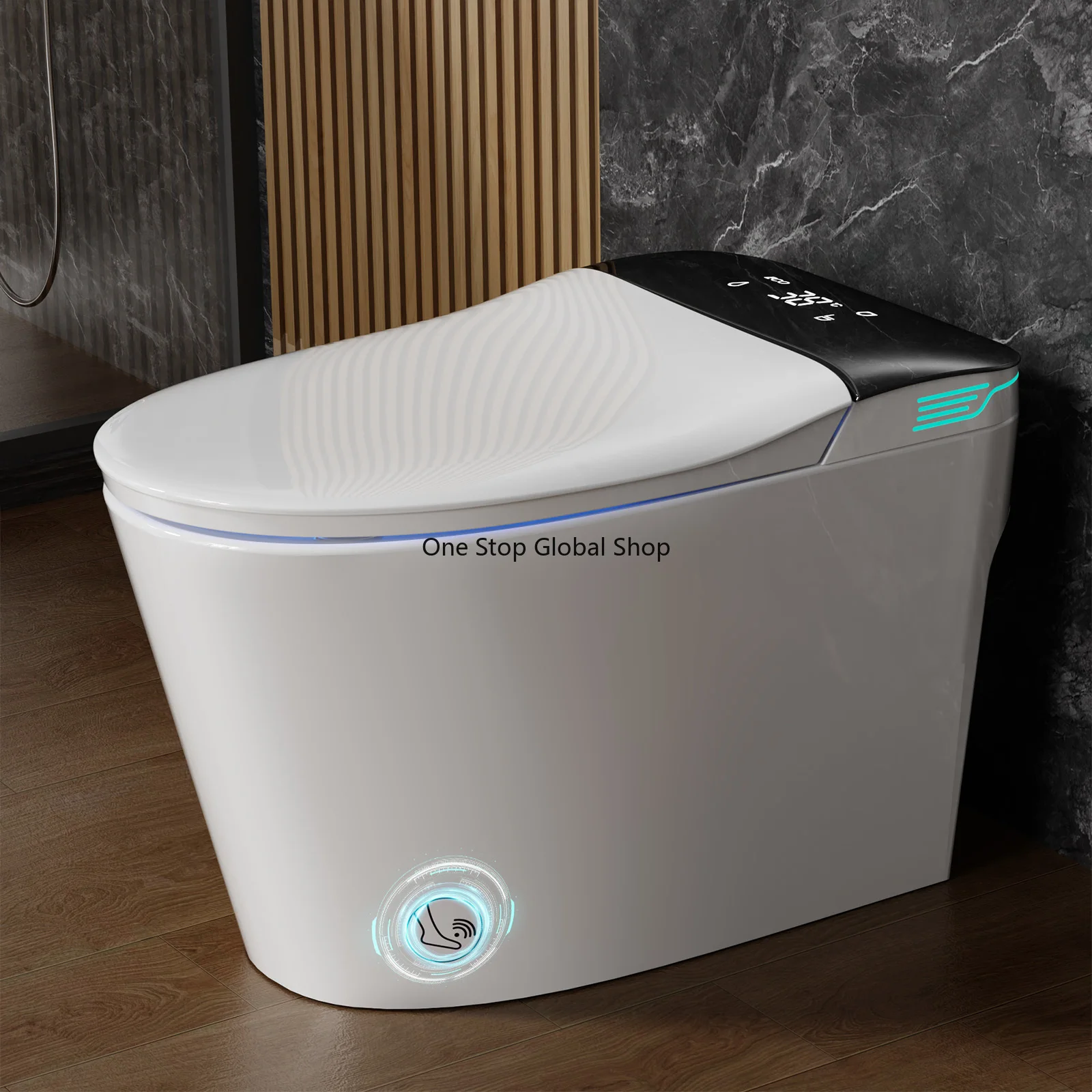 Elongated Toilet with Bidet Built in, Foam Dispenser, Voice Control, One-Piece Bidet Toilet with Warm Water and Dryer