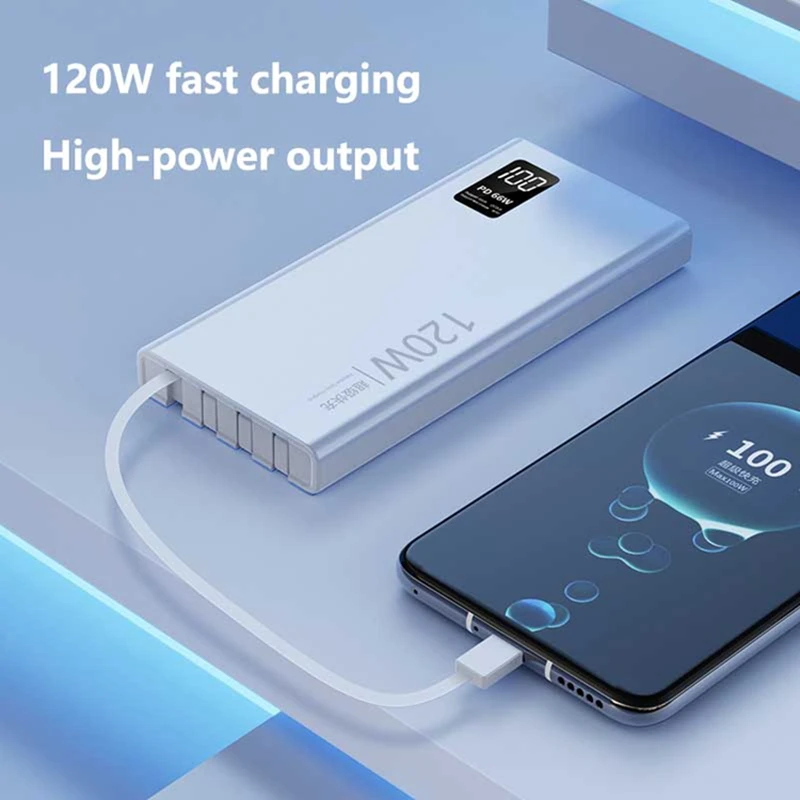 Lenovo 50000mAh High Capacity Power Bank Fast Charging Powerbank Portable Battery Charger For iPhone Samsung Huawei New