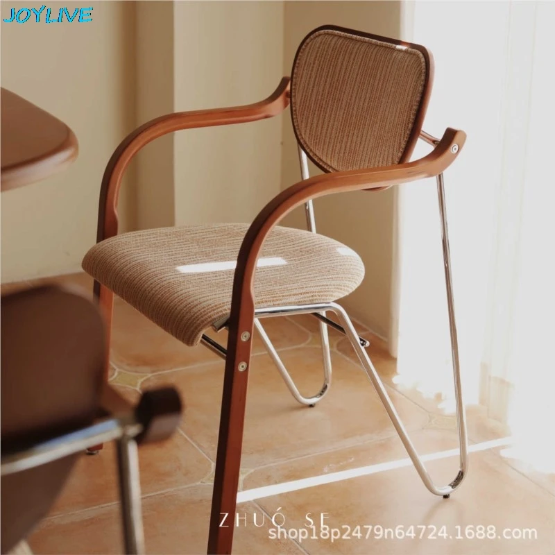 

JOYLIVE Middle Aged Dining Chair Light Luxury Household Solid Wood Armrest Soft Bag Simple And Casual Backrest Chair 2026 New