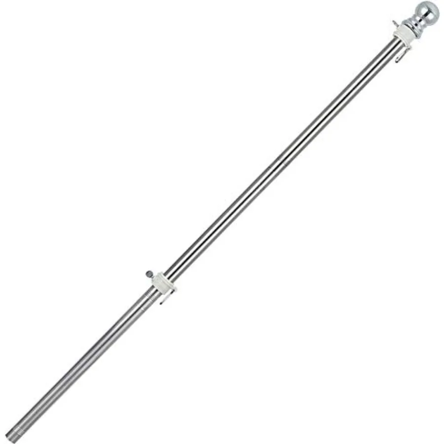 COCONUT 5Feet Stainless Steel Tangle Free Flag Pole, for 3x5 American Flag, House Porch Residential Commercial Use, Bracket Not