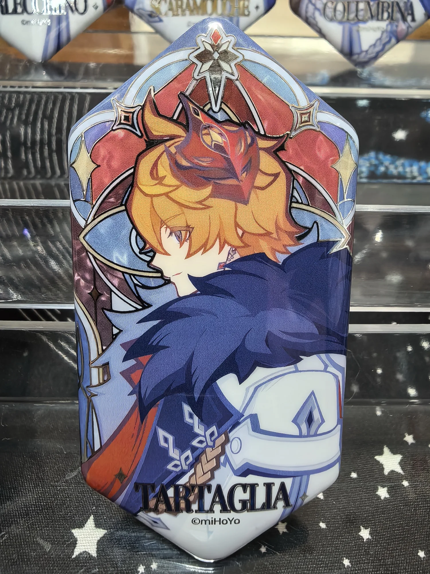 Fatui Tartaglia Gongzi Genshin Impact سلسلة لهب الصقيع الرسمية من الأكريليك القابل للدمج، شارة منتشرة للضوء #2