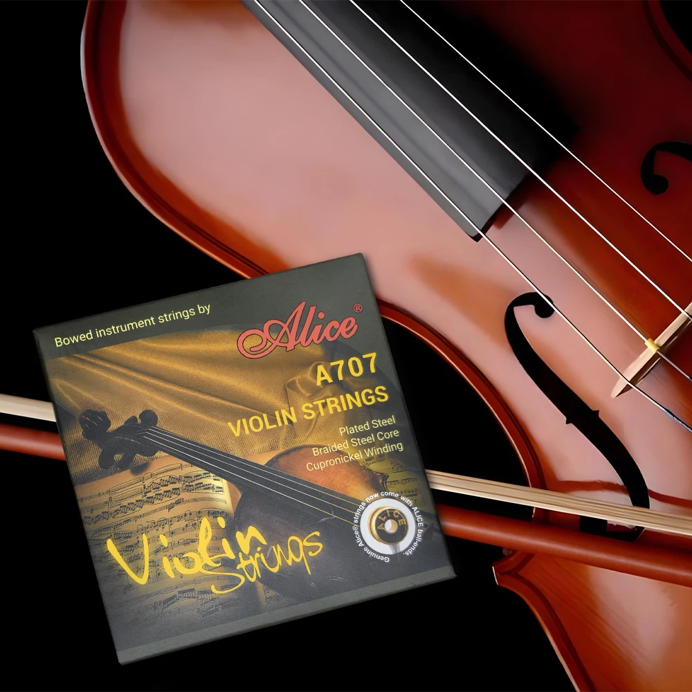 Alice A707 Violin Strings 4/4 Full Size Steel Core Alloy Wound Full Set Plus Extra E String High Quality Accessories