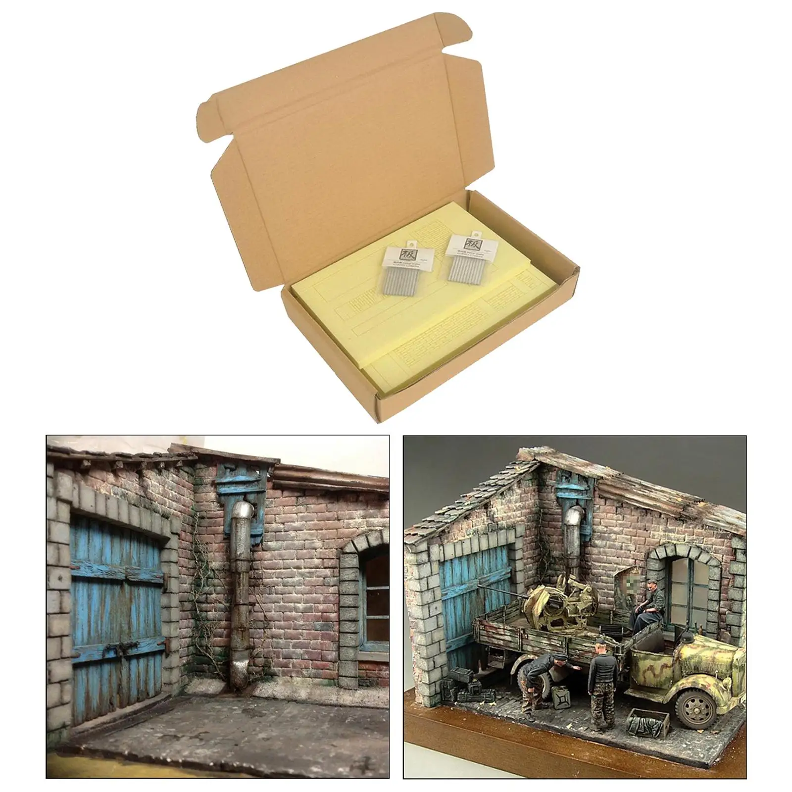 DIY Building Puzzles Model Wood Ruins House 1:35 Sand Table War Scene Layout