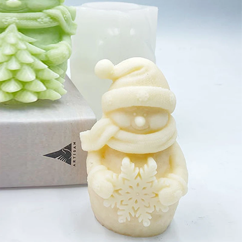 Christmas Snowman Aromatherapy Candle Silicone Mold DIY Gypsum Dropping Glue Home Decoration