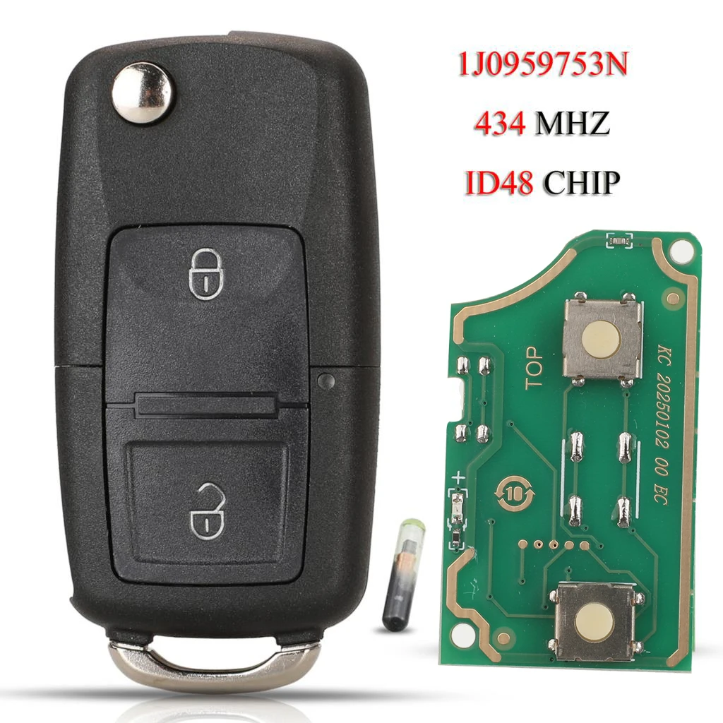 Jingyuqin Remote Key 315/434 MHz ID48 Für Volkswagen VW Golf 4 5 6 Jetta Passat CC Tiguan Polo Beetle Touran 1J 0959753 AG/DA/AH/AM
