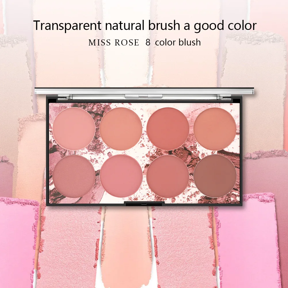 Poudre Palle cosmétique Miss Rose 8 couleurs maquillage visage Pigment minéral fard à joues mat Blush Palette longue durée naturel nu