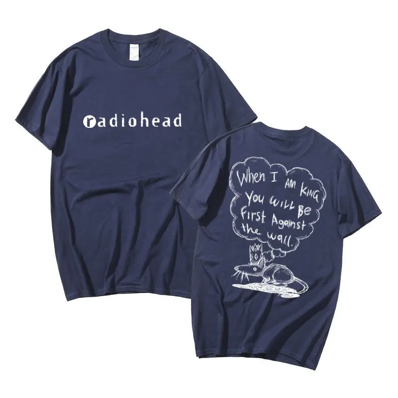 Men British Rock Band Paranoid Android Radiohead Rat Print Tshirt When I Am King You Will Be First Against The Wall Tee Shirt