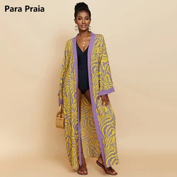 Para Praia Kimono Strand Robe 9 Farben Bikini Cover Ups Bademode Femme Lange Kleid Sarong Frauen Lose Strickjacke Badeanzug Abdeckungen