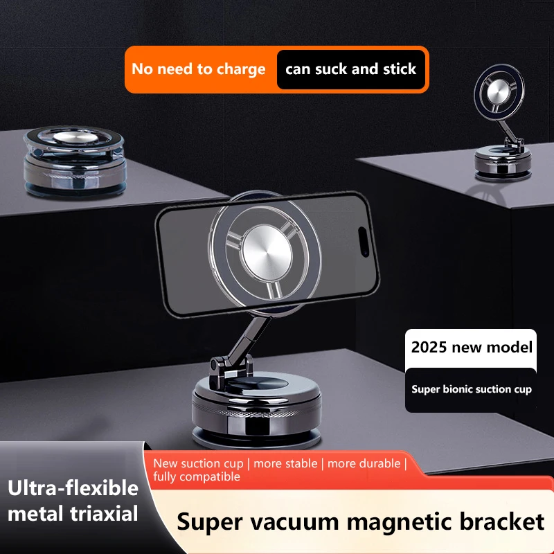 

Strong Magnetic Phone Holder Foldable Design 360° Adjustable Vacuum Car Mount For Car Desk Bathroom Magnetic Bracke