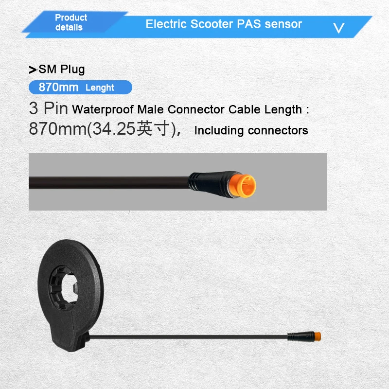 Bicycle 12V-72V Left PAS Sensor Dual Hall Assist KT F-12L Magnetic Point 3 Pin SM/Waterproof Plug Bicycle Accessories