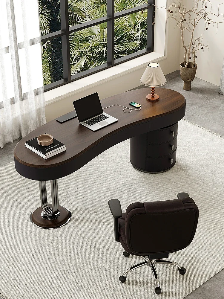 Modern simple home living room study office walnut veneer computer desk