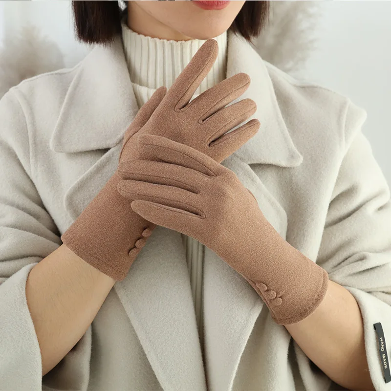 Winter Fashion Women Warm Versatile Touch Screen Elegant Simple Cashmere Gloves High Quality Elastic Thickened Soft