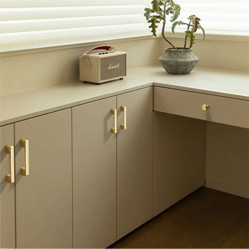 Brushed Gold Cabinet Handles - Modern Minimalist Kitchen Cabinet Pulls, Dresser Drawer Knobs for Wardrobe, Wine Cabinet