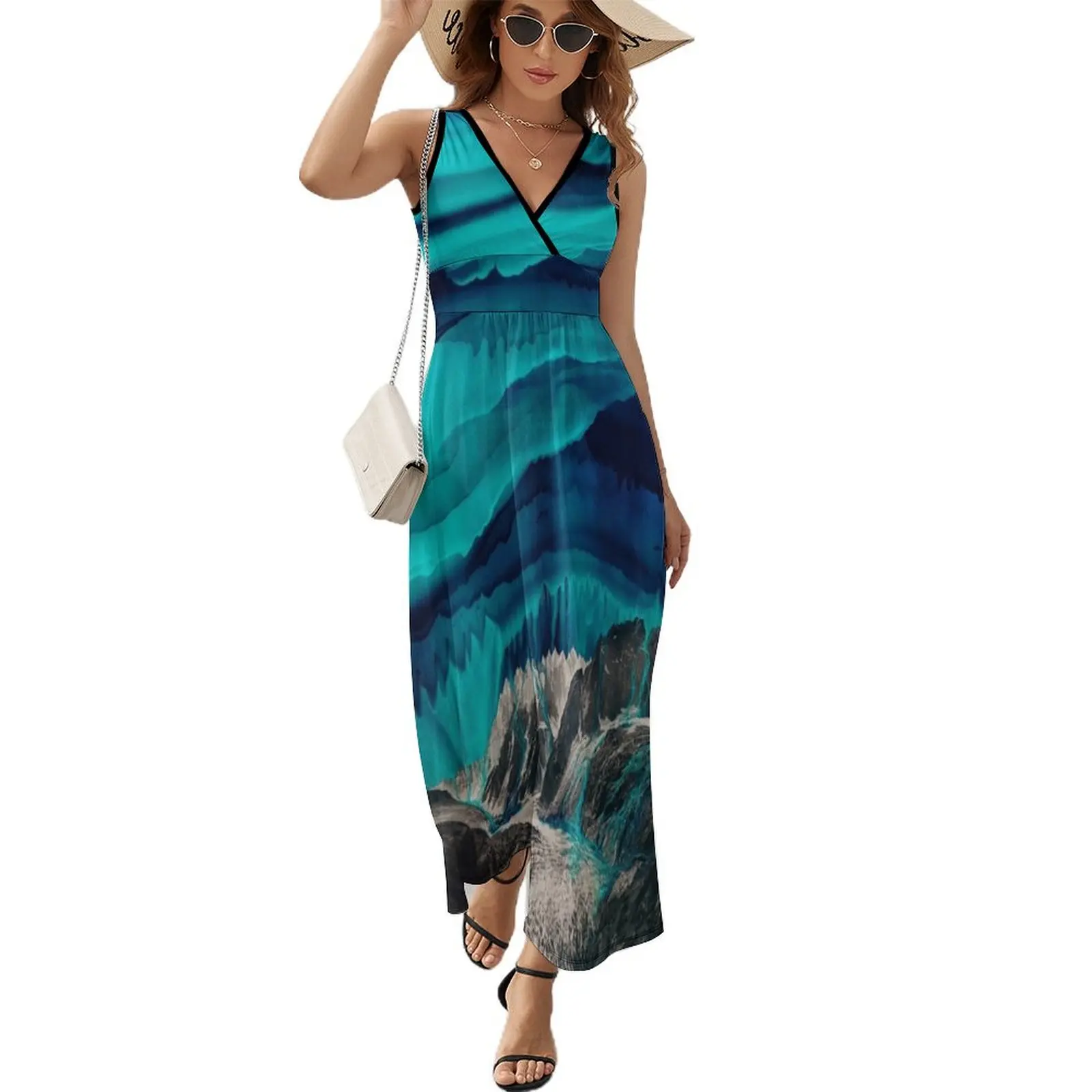 

Skyfall, Melting Blue Mountain Clouds Sleeveless Dress dress for women summer dress dresses bandage