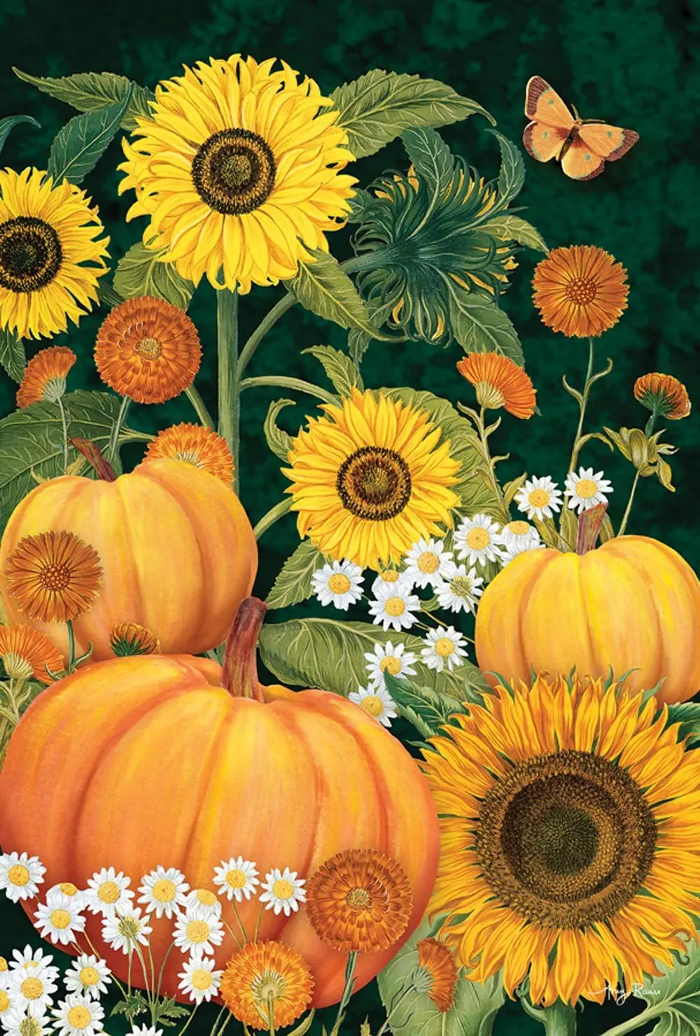 Toland Home Garden 1110538   Słoneczne dynie Flaga jesienna 12x18 cali Dwustronna do dekoracji podwórka na zewnątrz Flower House