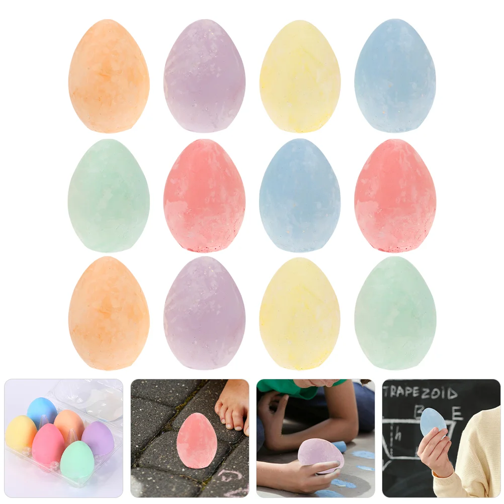 

12 Pcs Toy Floor Egg Chalk Child Pens 600X450X450CM Calcium Sulfate Children Sidewalk