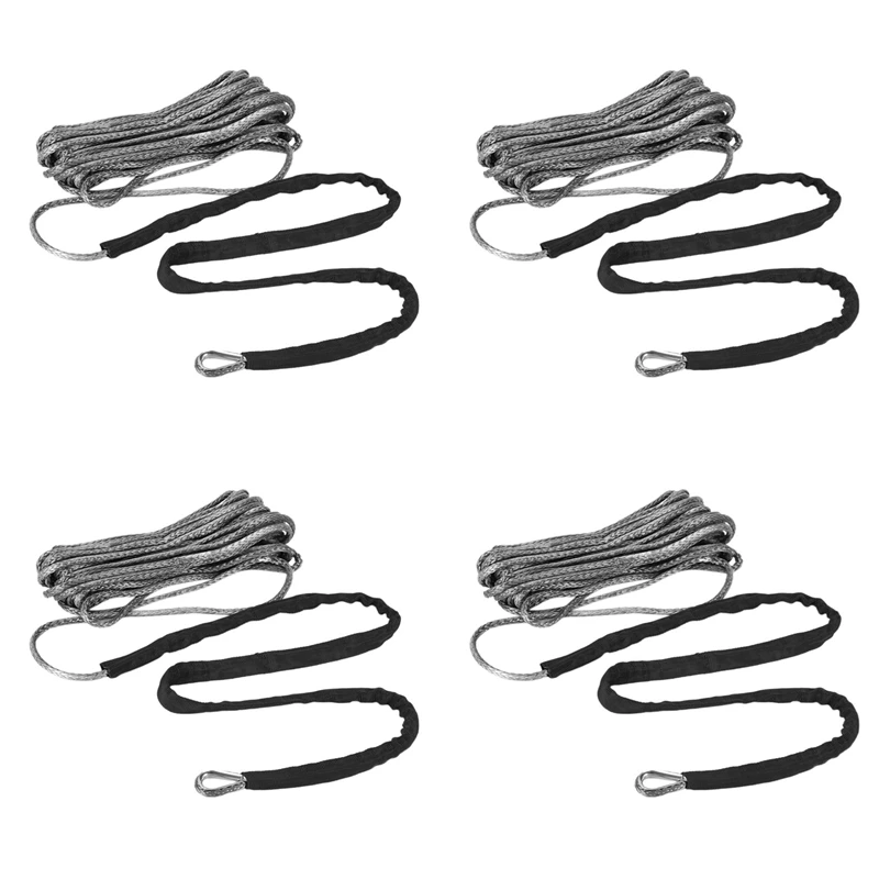 

4Pcs 3/16 Inch X 50 Inch 7700Lbs Synthetic Winch Line Cable Rope With Protecing Sleeve For ATV UTV (Grey)-A58X