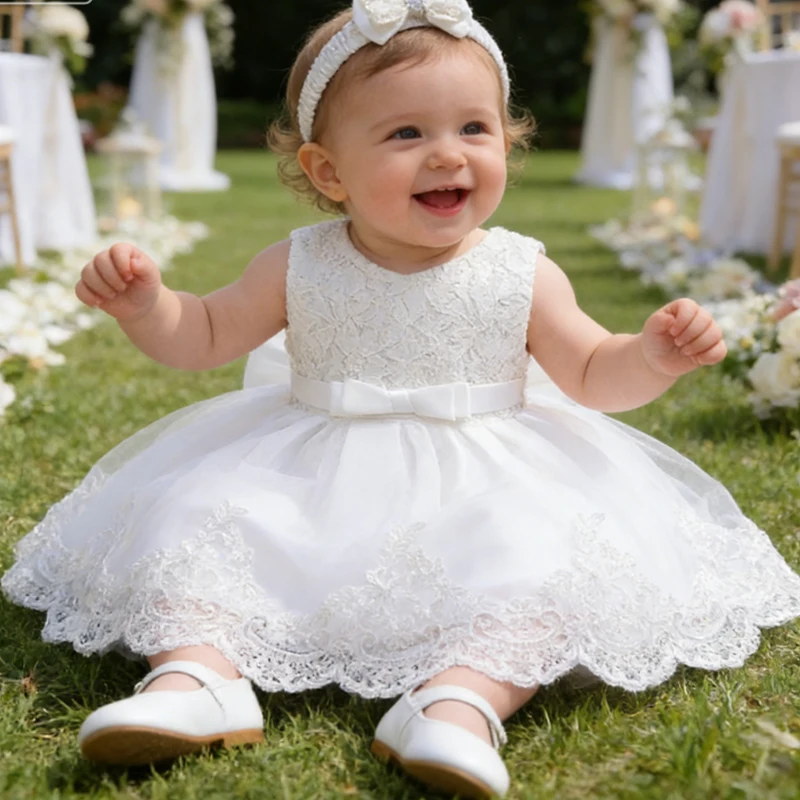 Vestido de Gala de Honra Infantil Elegante Cor Branca