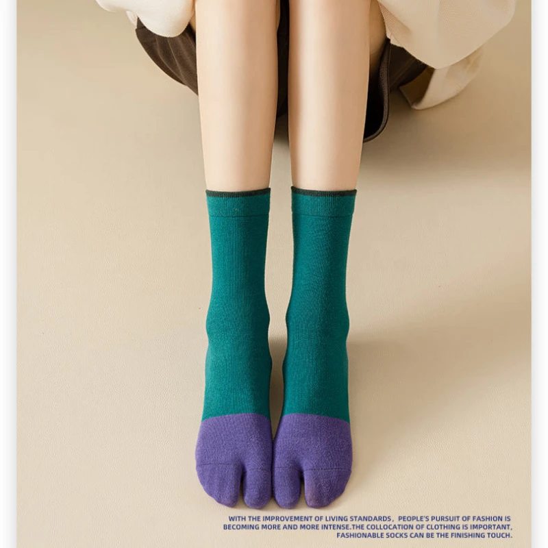 Chaussettes unisexes en coton peigné à bout fendu, simples et confortables, à deux orteils, Harajuku japonais, Tabi pour hommes et femmes, de haute qualité