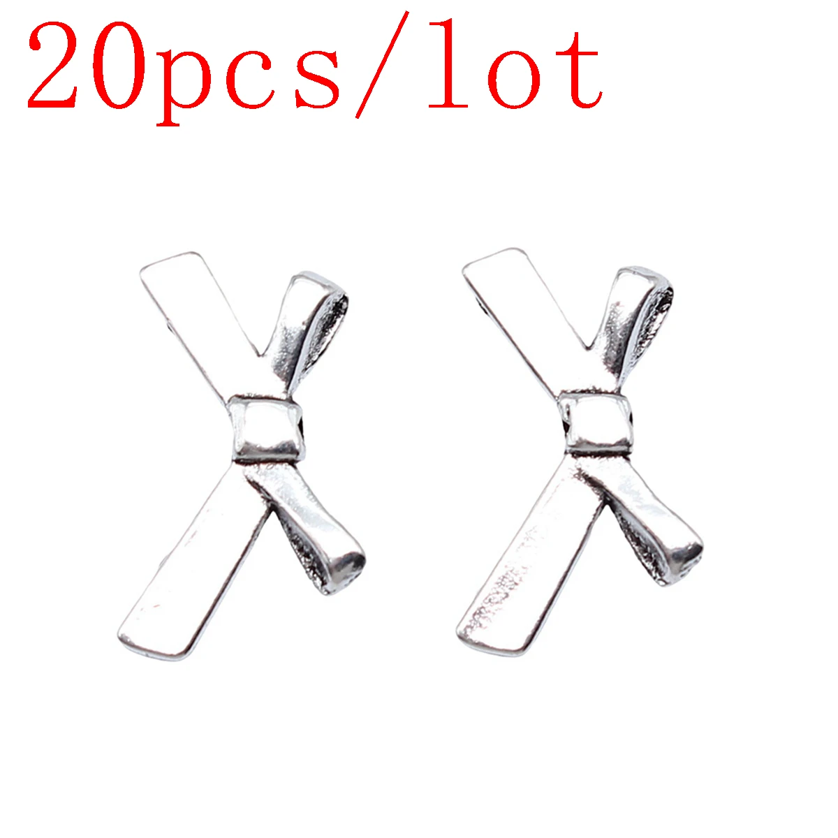 20pcs Bow Bead Charms Keychain Diy Accessories For Jewelry 20x12mm Antique Silver Color