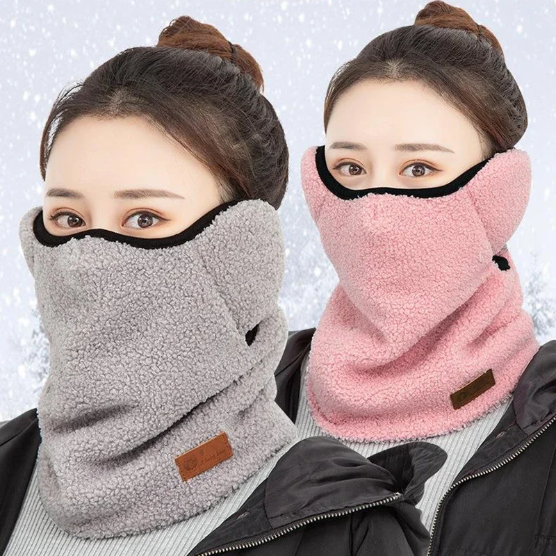 Winter Beanie Hat for Women Coral Fleece Cap Camping Outdoor Sports Thick Neck Scarf Ear Caps Balaclava Mask Bonnet Hats Masks