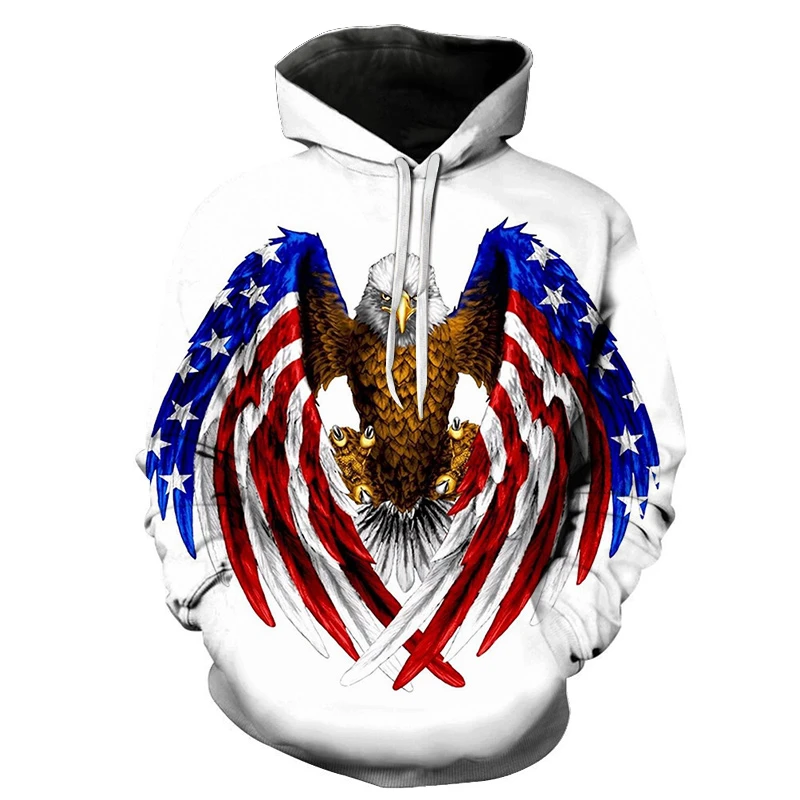 American Eagle Russian Bear Flag Hoodies For Men Spring Autumn Hoodie Trend Personality Y2k Clothing Women Children Sweatshirt