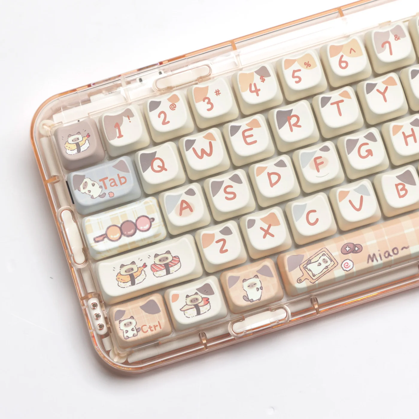 

MAO Cat Keycap Height Sushi Cat PBT Sublimation Full Set Split Space Box 7u