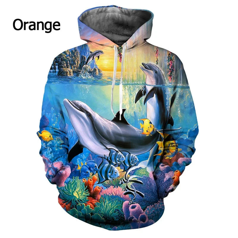 New Fashion Animal Dolphin 3D Printing Hoodie Unisex Casual Long Sleeve Ocean Elf Hoodie