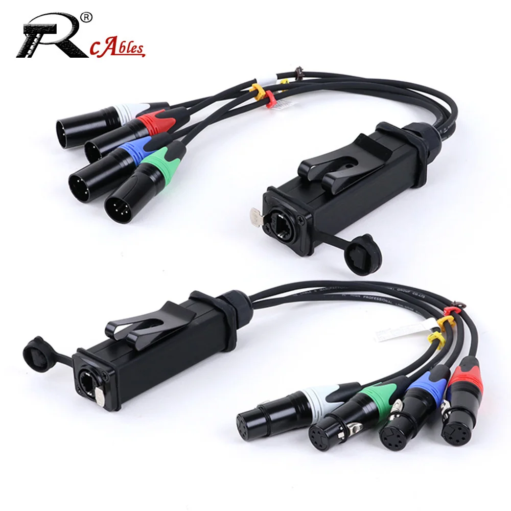 STP RJ45 Cat5/6 to 4 Channel 5Pin XLR/DMX Multi Network Breakout Audio Extension Cable for Stage Sound Lighting Recording Studio