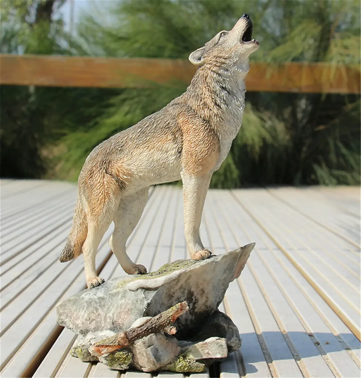 JJM Wolf Coyote Model Animal Figure Educational for Children Adults Gift Resin Toy Collector Decor Base Canis Lupus