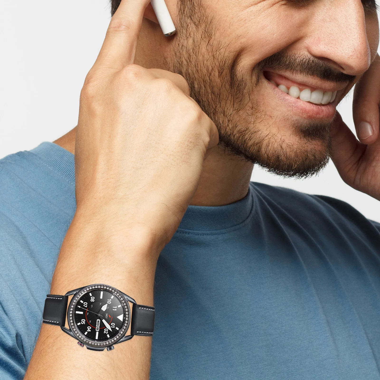 1Set Alloy Diamond Watch Bezel Ring Stylish Protective Lightweight Decoration Compatible for Galaxy Watch 3 45Mm