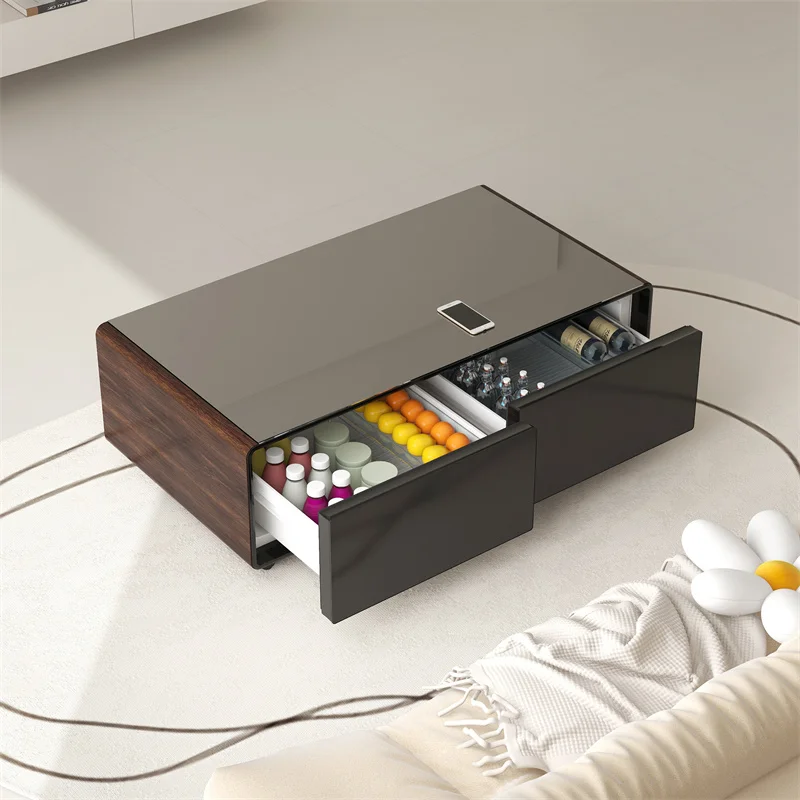 

Factory Living Room Furniture Metal Center Coffee Table with Drawers Modern Luxury Glass Coffee Table